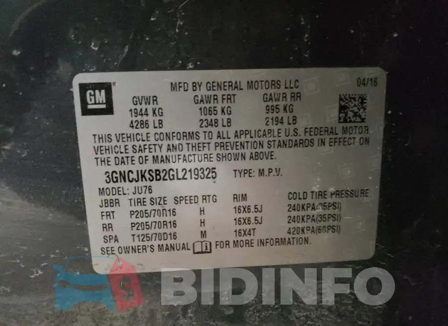 3GNCJKSB2GL219325 Photo# 12