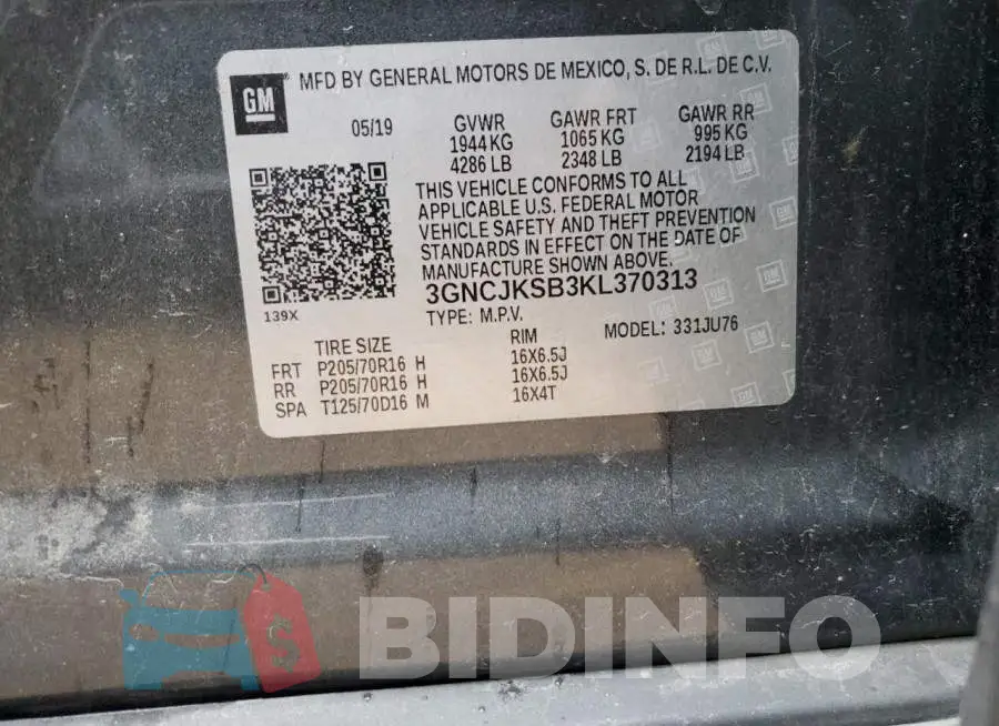 3GNCJKSB3KL370313 Photo# 13