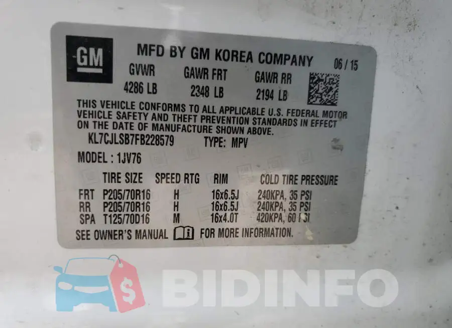KL7CJLSB7FB228579 Photo# 13
