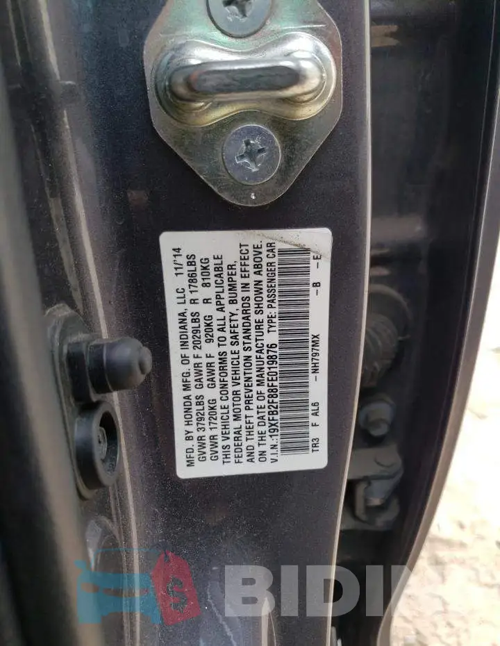 19XFB2F88FE019876 Photo# 12