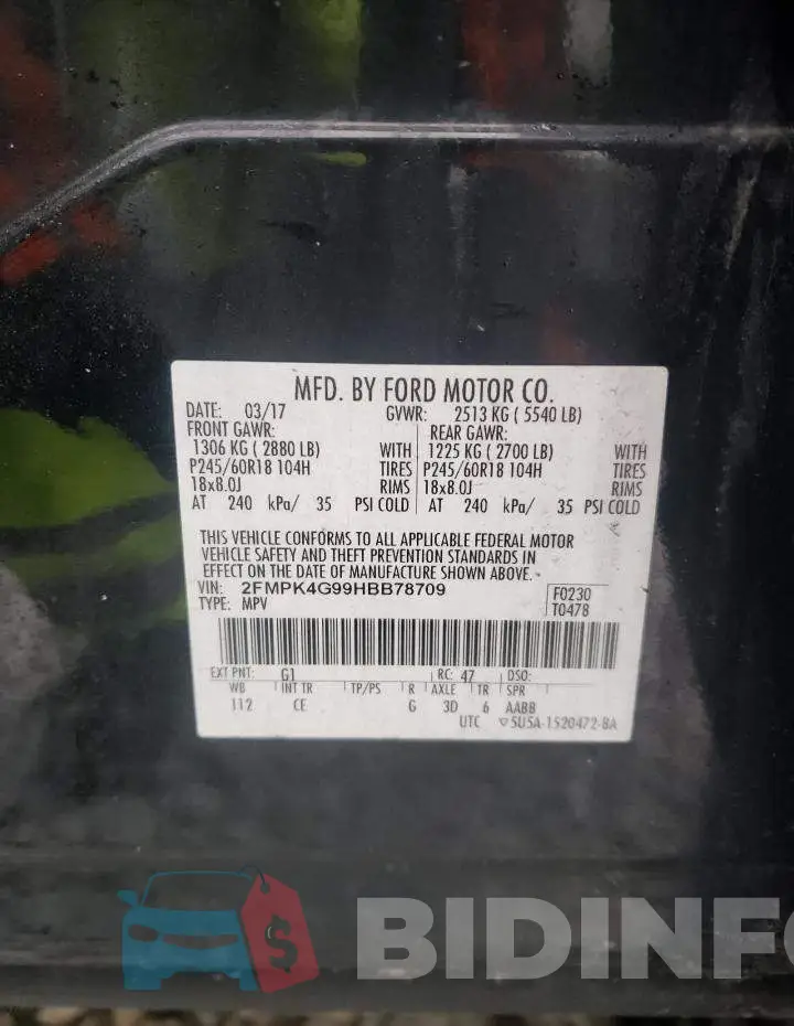 2FMPK4G99HBB78709 Photo# 12