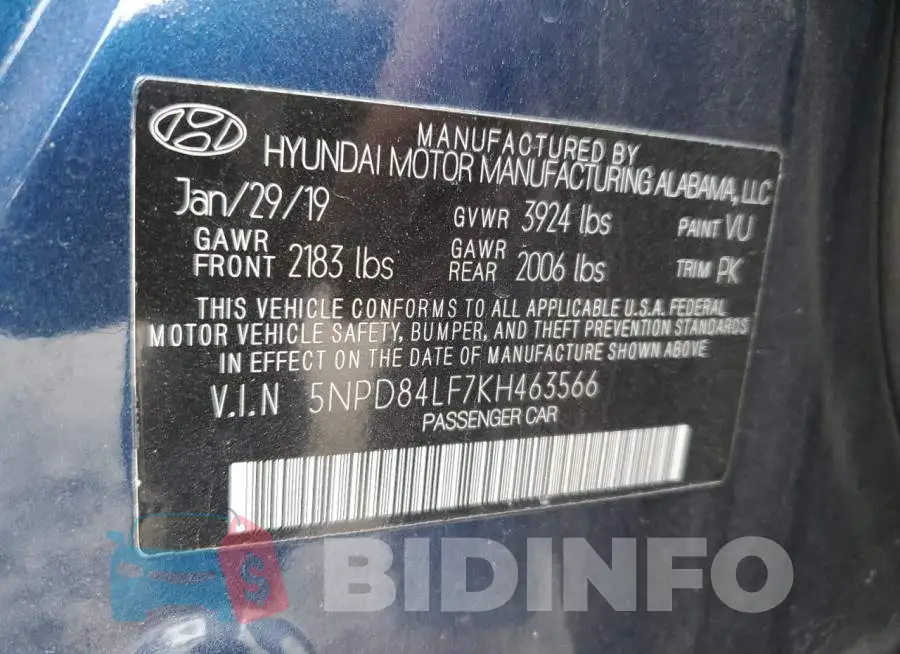 5NPD84LF7KH463566 Photo# 13