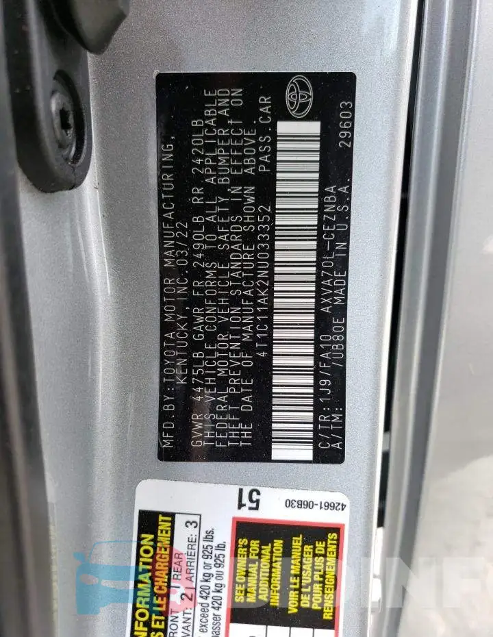 4T1C11AK2NU033352 Photo# 13