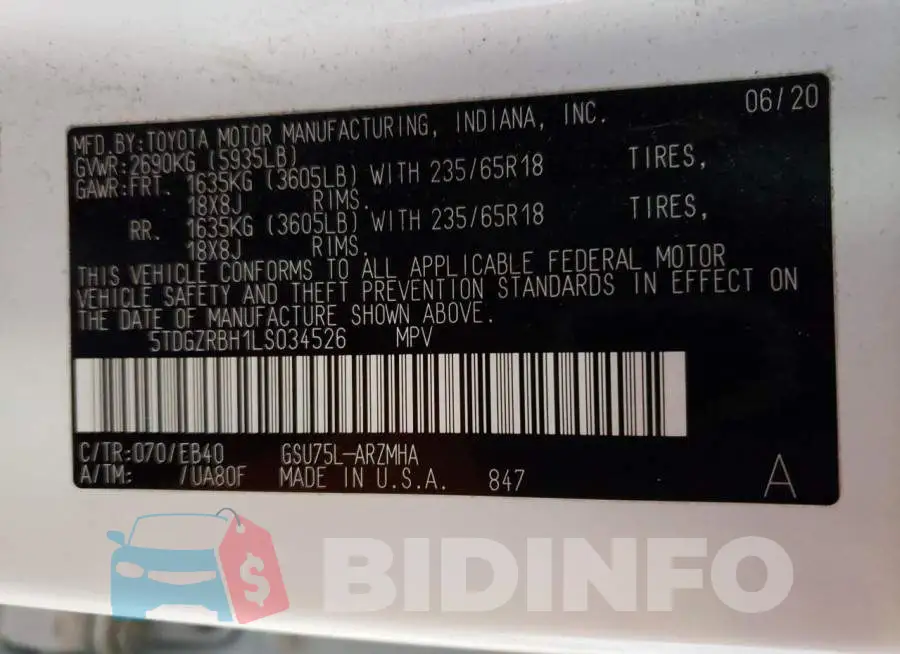 5TDGZRBH1LS034526 Photo# 13