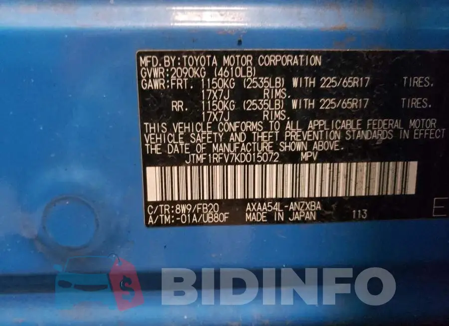 JTMF1RFV7KD015072 Photo# 13