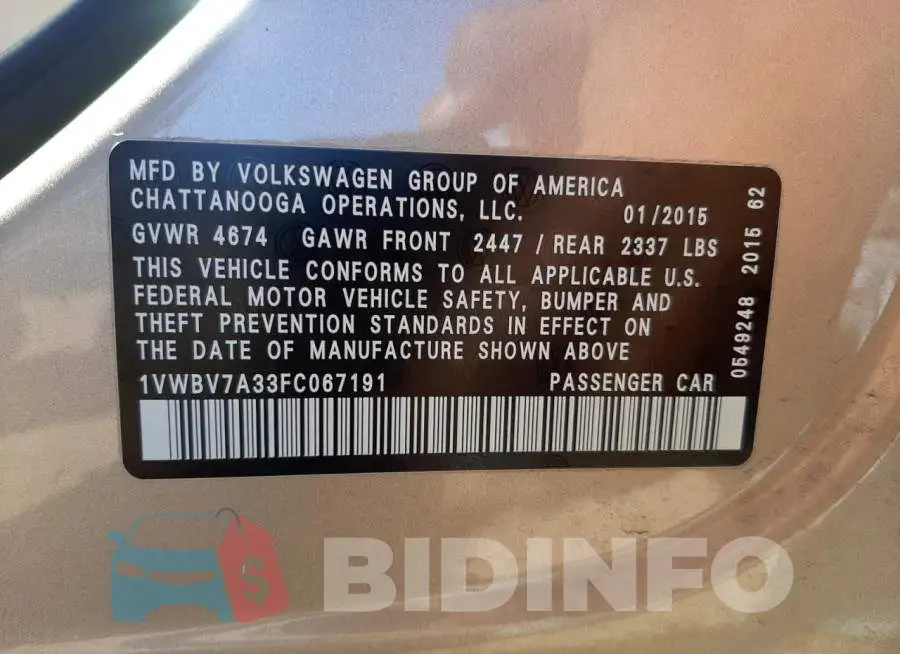 1VWBV7A33FC067191 Photo# 12
