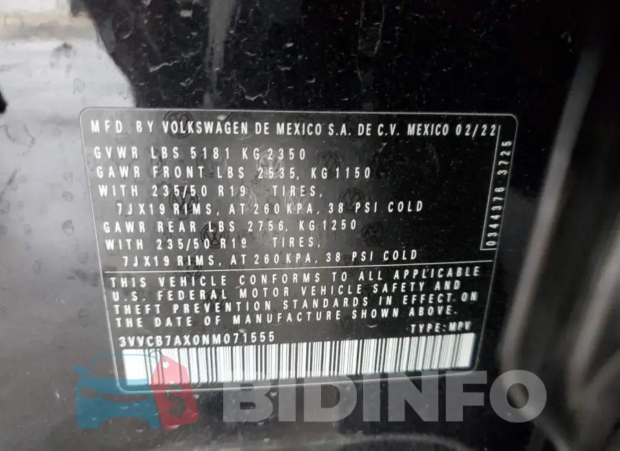 3VVCB7AX0NM071555 Photo# 14