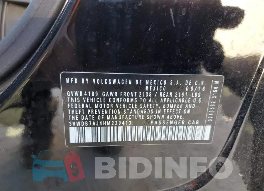 3VWDB7AJ4HM229413 Photo# 13
