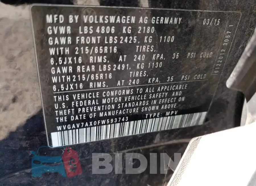 WVGAV7AX0FW593743 Photo# 13