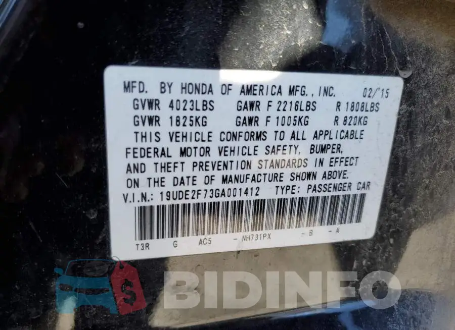 19UDE2F73GA001412 Photo# 13