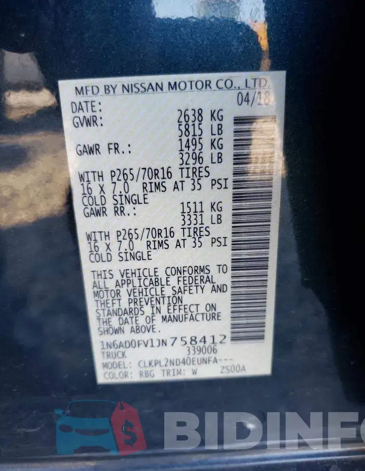 1N6AD0FV1JN758412 Photo# 12