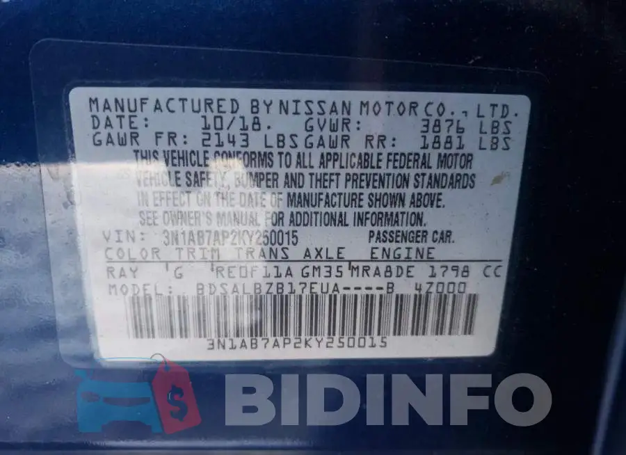 3N1AB7AP2KY250015 Photo# 10