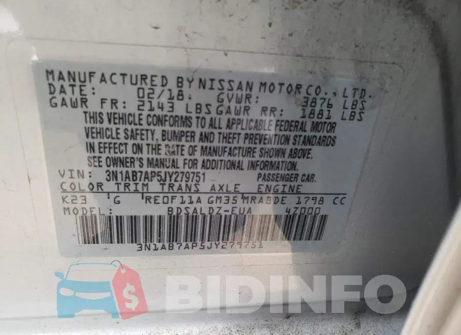 3N1AB7AP5JY279751 Photo# 12