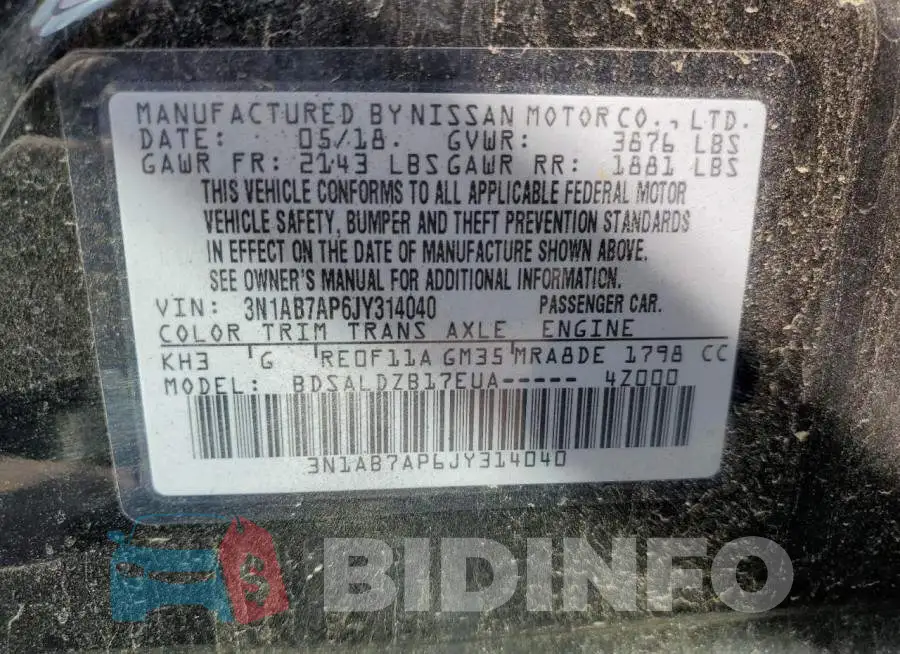 3N1AB7AP6JY314040 Photo# 13