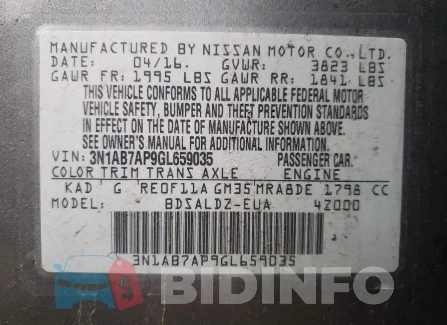 3N1AB7AP9GL659035 Photo# 12