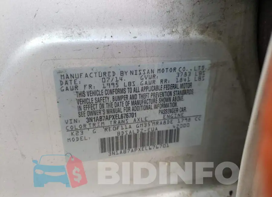 3N1AB7APXEL676701 Photo# 12