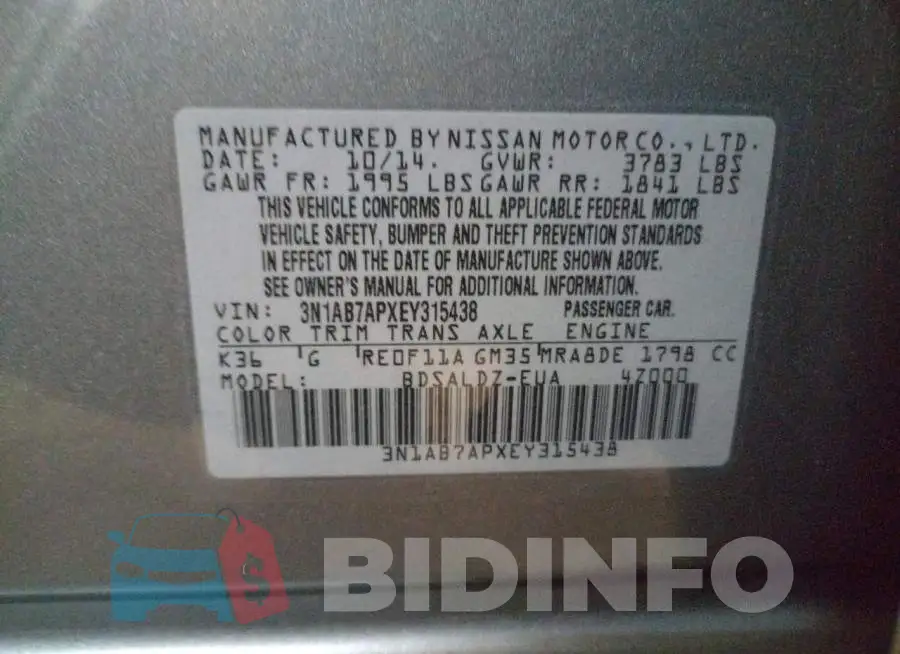 3N1AB7APXEY315438 Photo# 12