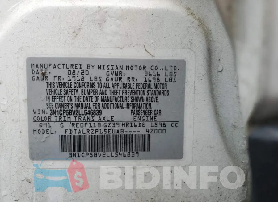 3N1CP5BV2LL546839 Photo# 14