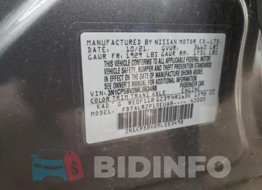 3N1CP5BV2ML553498 Photo# 13