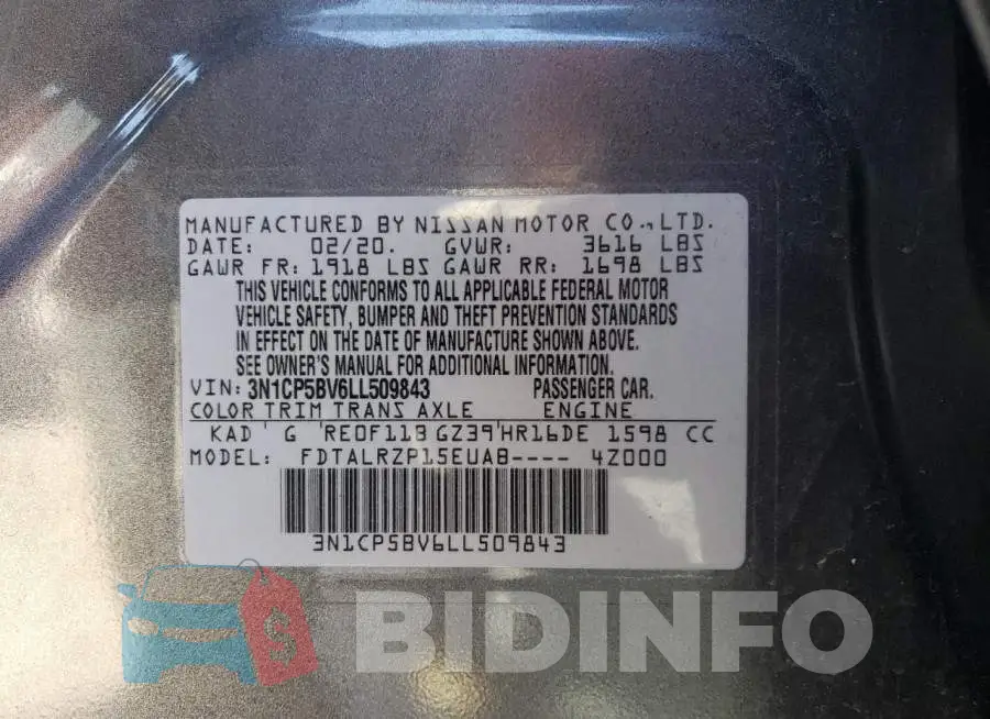 3N1CP5BV6LL509843 Photo# 12