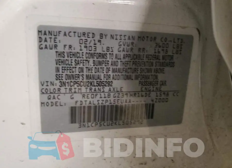 3N1CP5CU2KL505292 Photo# 12