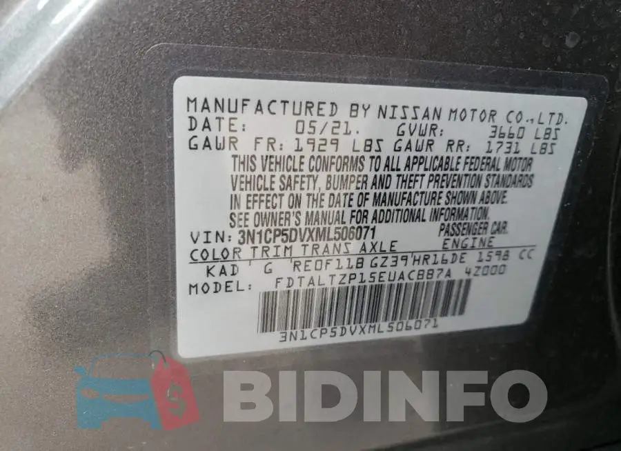 3N1CP5DVXML506071 Photo# 12