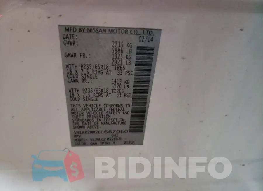 5N1AR2MM2EC667060 Photo# 13