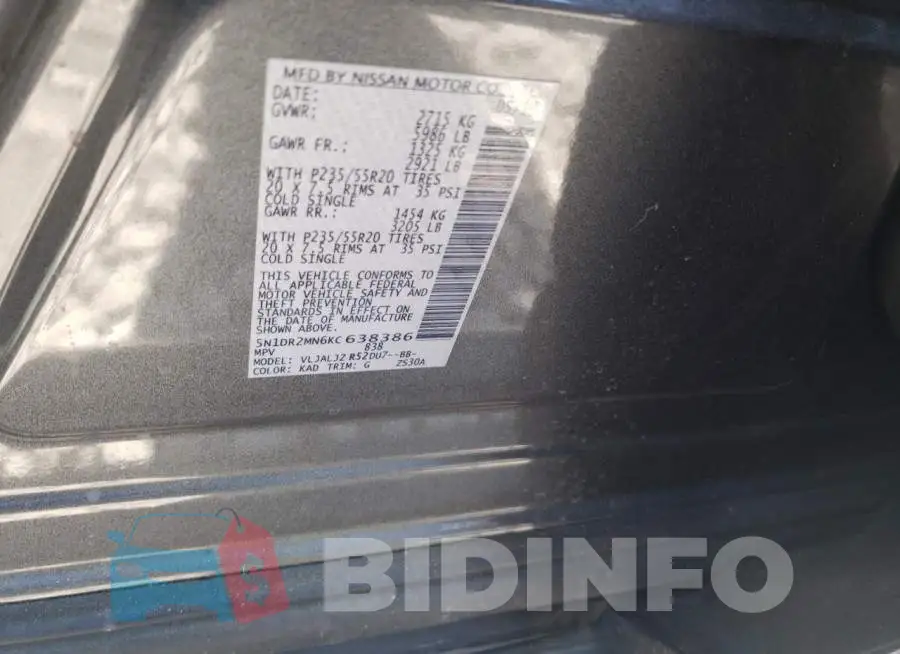 5N1DR2MN6KC638386 Photo# 13