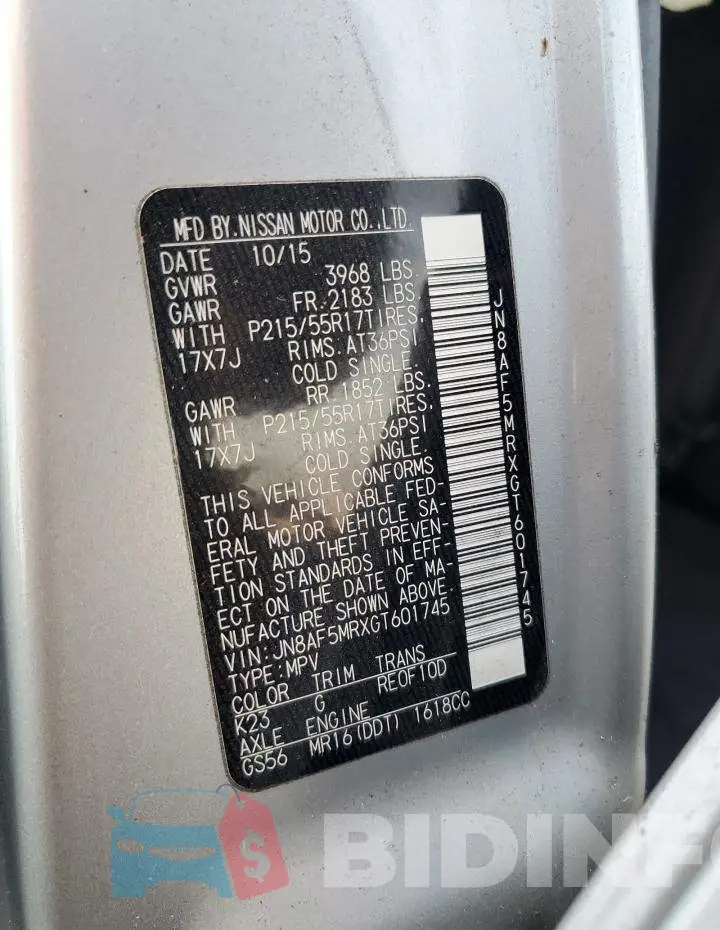 JN8AF5MRXGT601745 Photo# 12