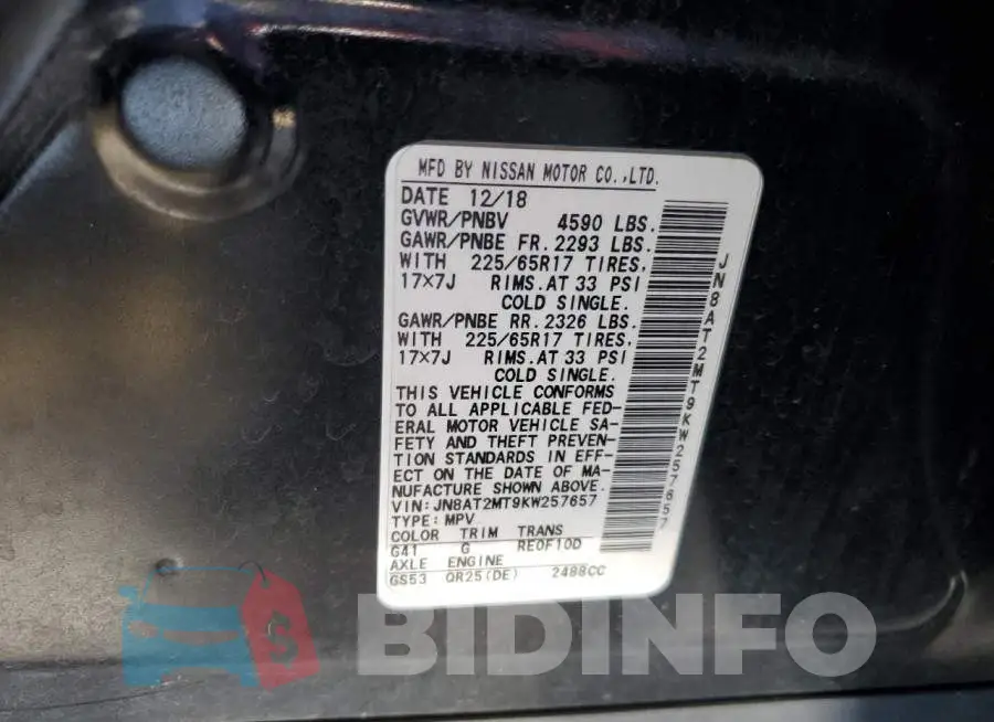 JN8AT2MT9KW257657 Photo# 14
