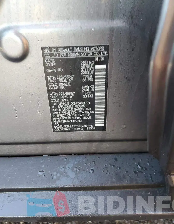 KNMAT2MV4GP651663 Photo# 12