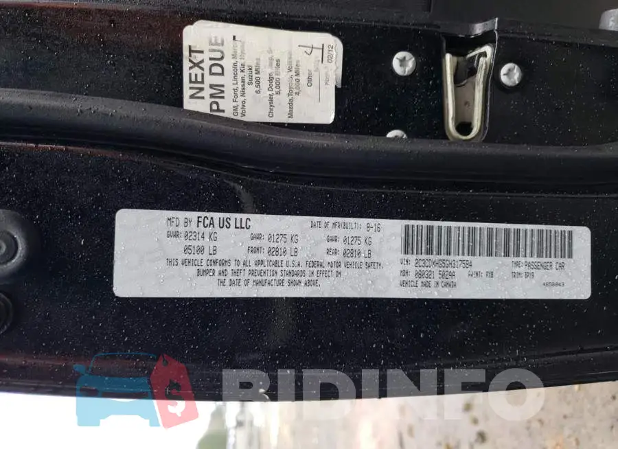 2C3CDXHG5GH317584 Photo# 12