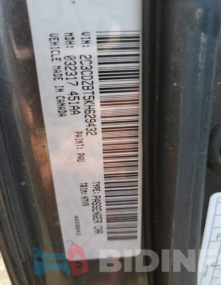 2C3CDZBT5KH629432 Photo# 12