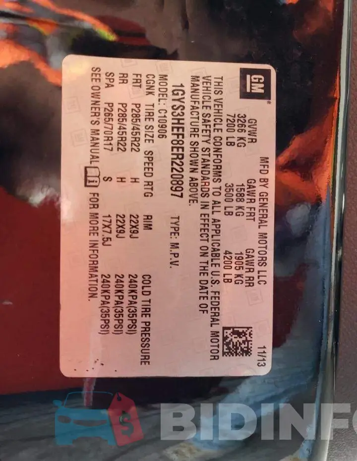 1GYS3HEF8ER220897 Photo# 14