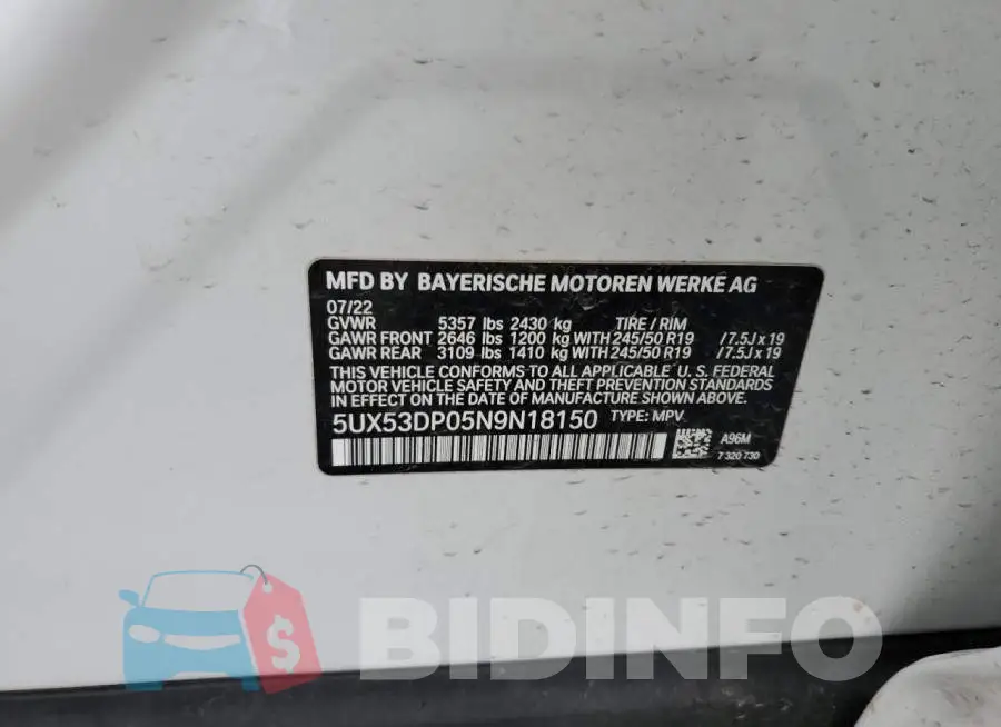 5UX53DP05N9N18150 Photo# 13