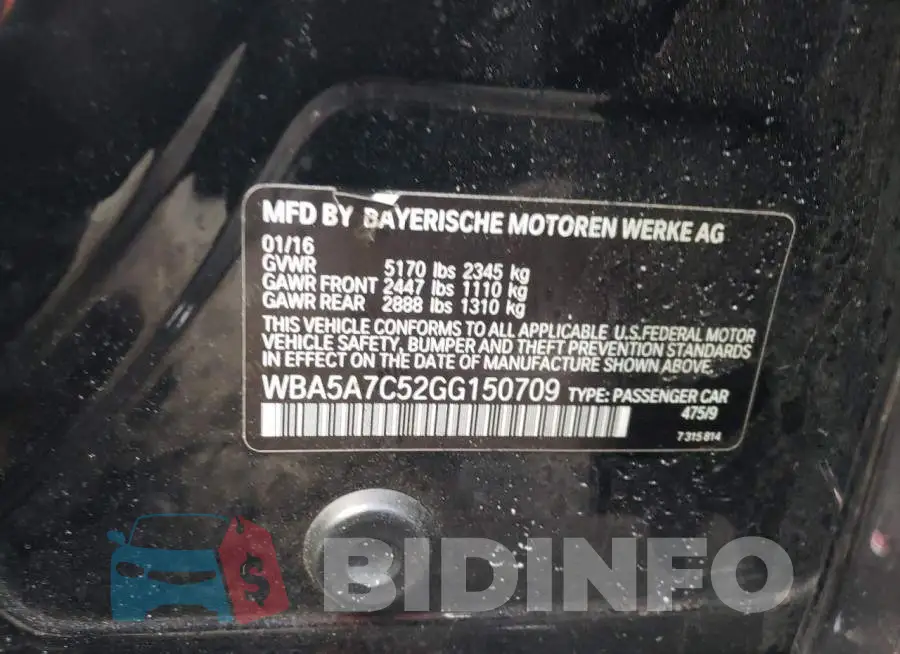 WBA5A7C52GG150709 Photo# 12