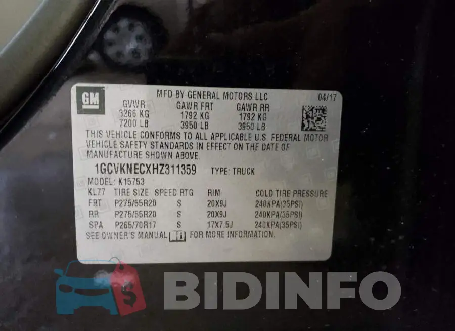 1GCVKNECXHZ311359 Photo# 13