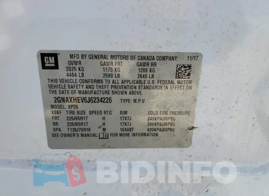 2GNAXHEV6J6234226 Photo# 14