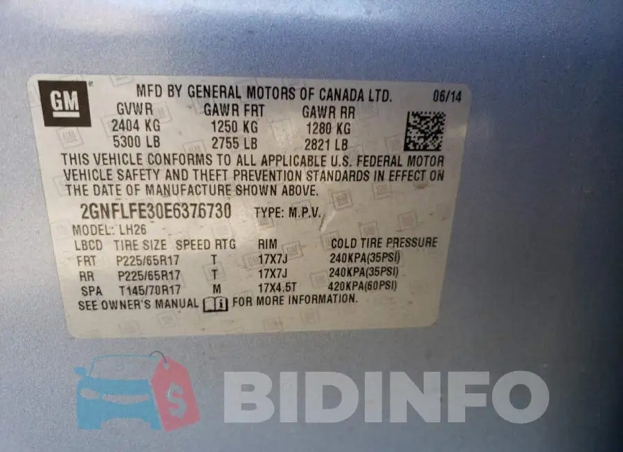 2GNFLFE30E6376730 Photo# 13
