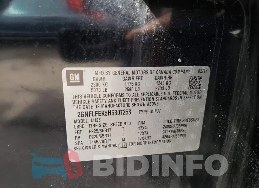 2GNFLFEK5H6307253 Photo# 12