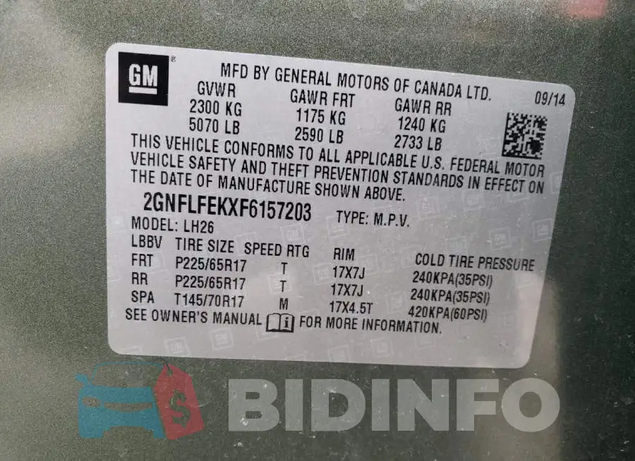 2GNFLFEKXF6157203 Photo# 13