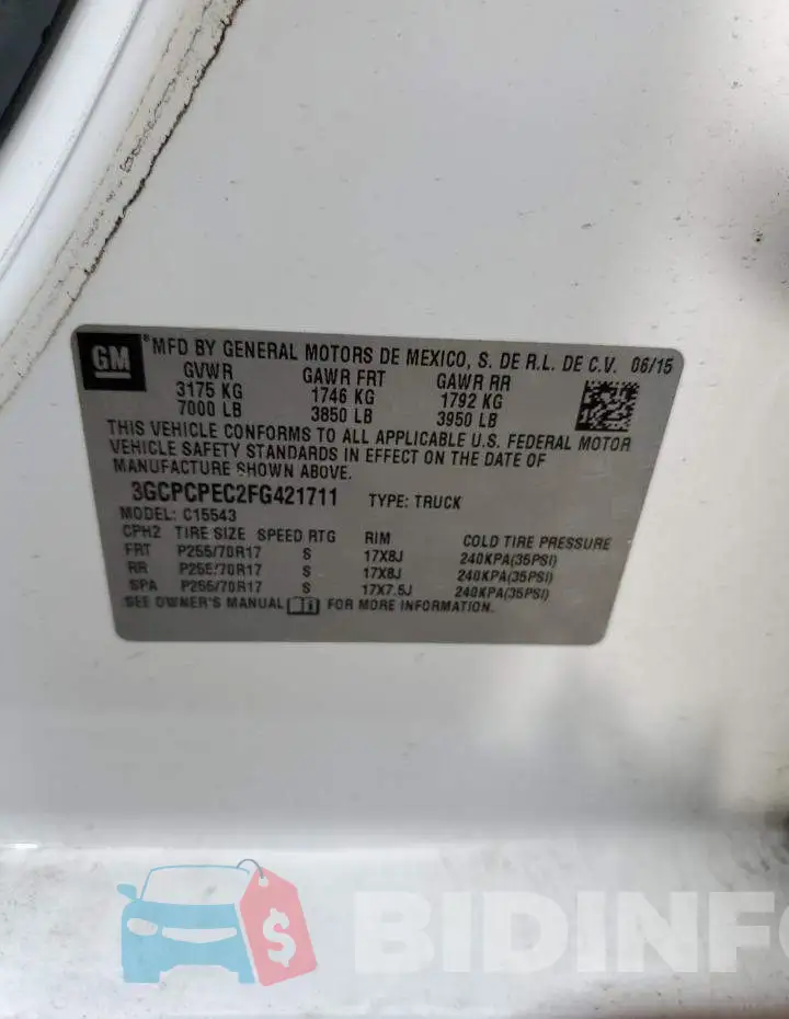 3GCPCPEC2FG421711 Photo# 12