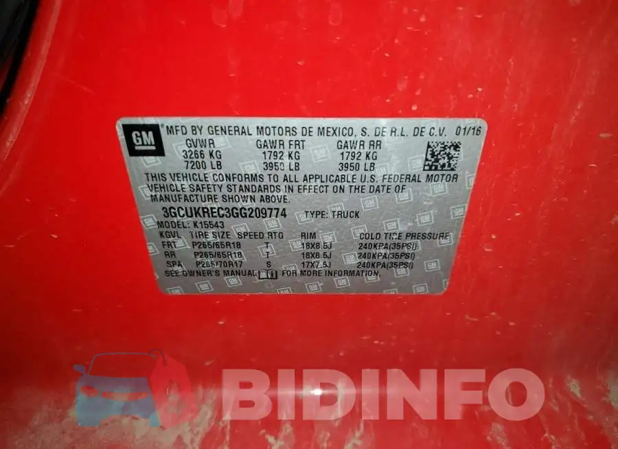 3GCUKREC3GG209774 Photo# 12