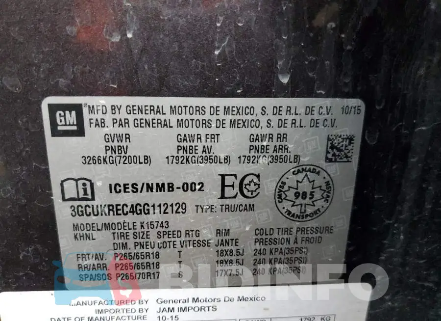 3GCUKREC4GG112129 Photo# 12