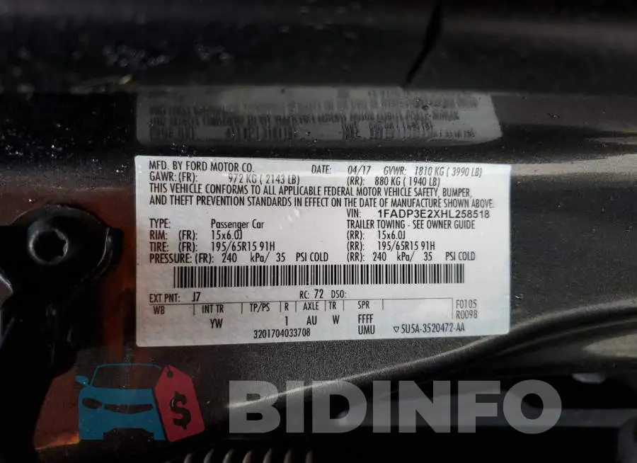 1FADP3E2XHL258518 Photo# 12