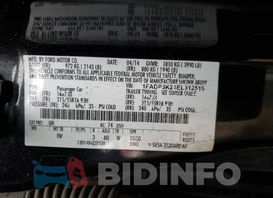 1FADP3K21EL312515 Photo# 12