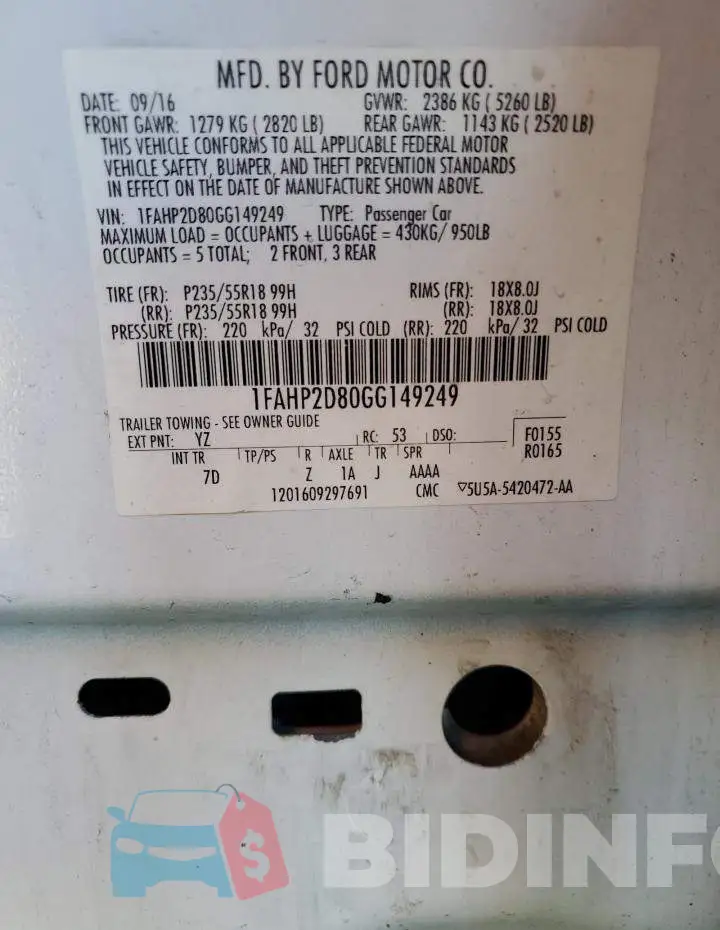 1FAHP2D80GG149249 Photo# 12
