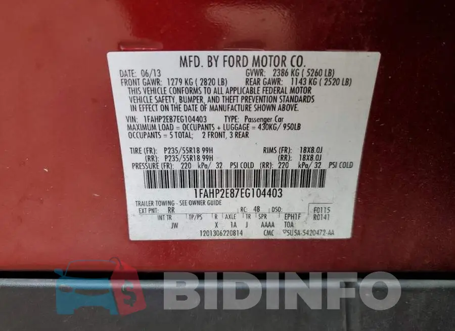 1FAHP2E87EG104403 Photo# 12