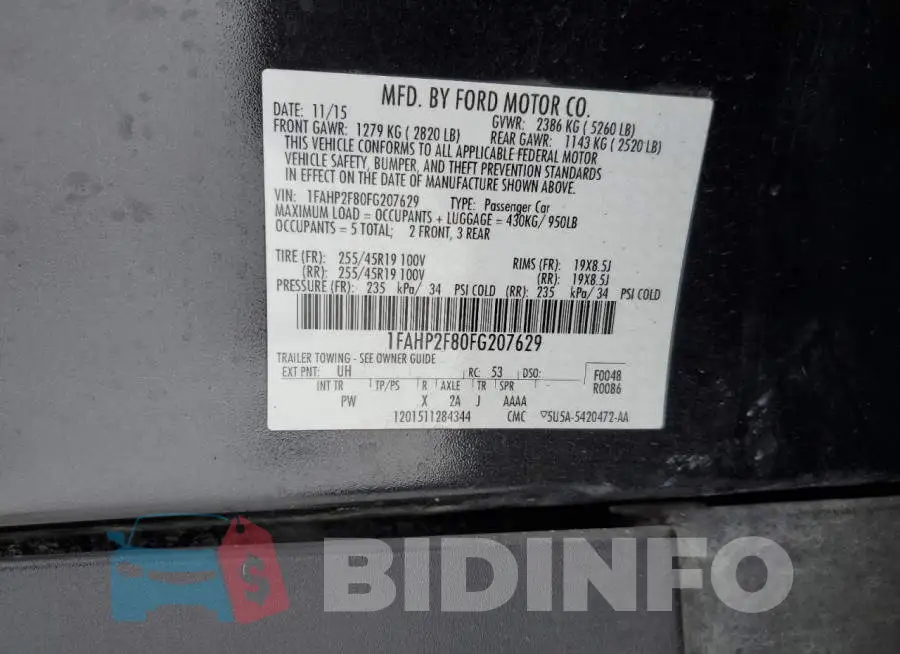 1FAHP2F80FG207629 Photo# 13
