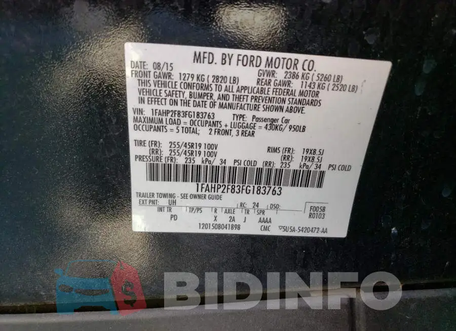 1FAHP2F83FG183763 Photo# 12